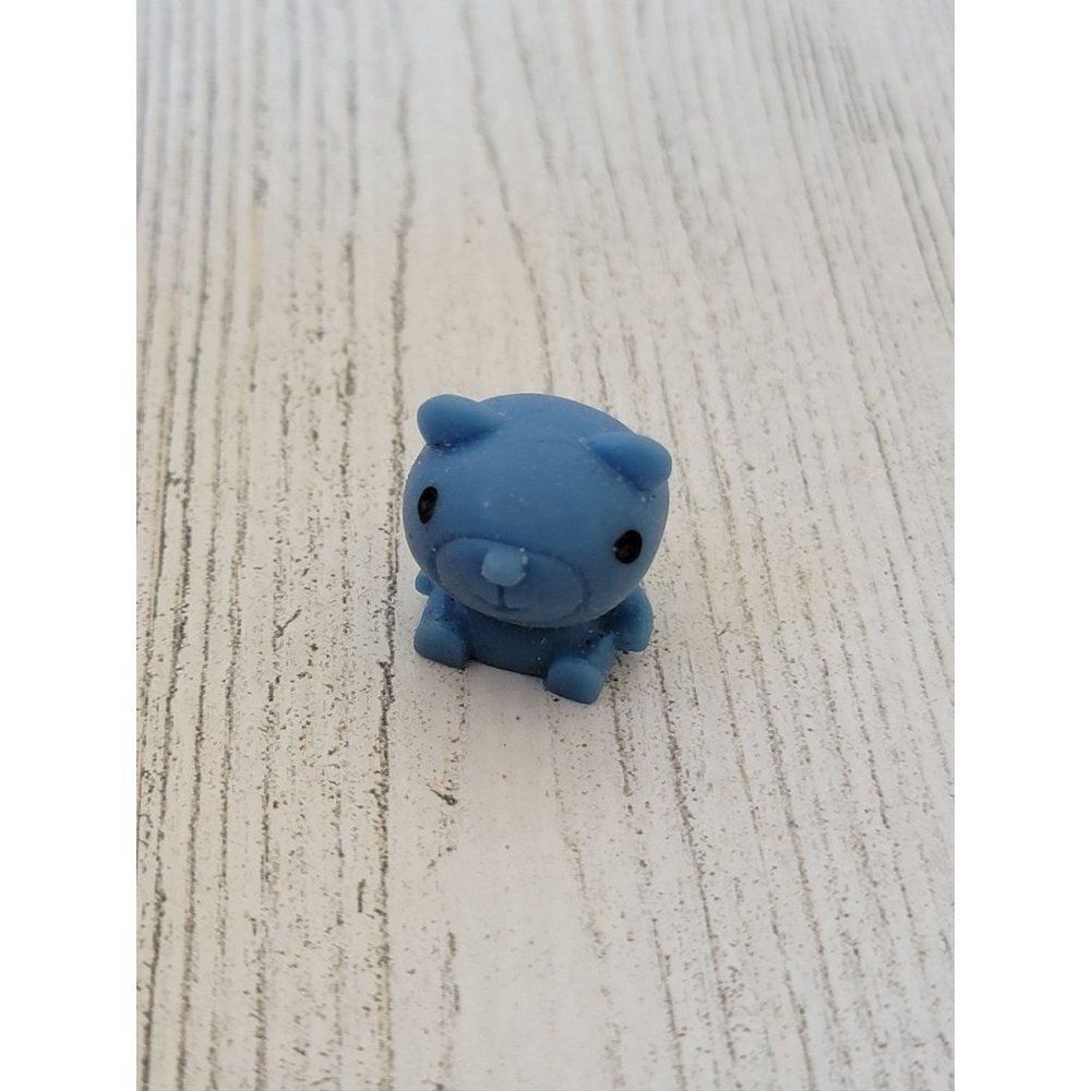 Miniature rubber blue bear cute animal toy figure‎